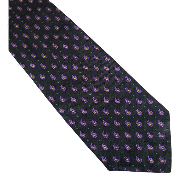 LRL Ralph Lauren black / purple paisley silk tie - Picture 1 of 6